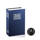 Book Safe with Combination Lock - Jssmst Home Dictionary Diversion Metal Safe Lock Box, SM-BS0405S, Navy Small