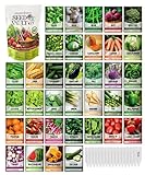 Gardeners Basics Survival Vegetable Seeds Garden Kit Over 16,000 Seeds Non-GMO and Heirloom, Great for Emergency Bugout Survival Gear 35 Varieties Seeds for Planting Vegetables 35 Free Plant Markers