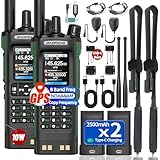 BAOFENG UV-32 Radio Ham Radio Handheld 10W Long Range Rechargeable NOAA Weather Receiver 5RM K5 Tactical Two Way Radio Walkie Talkie for Adults with GPS,USB-C Charging for Hunting Survival Gear,2Pack