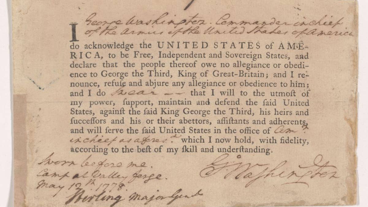 George Washington's Oath of Allegiance, 1778