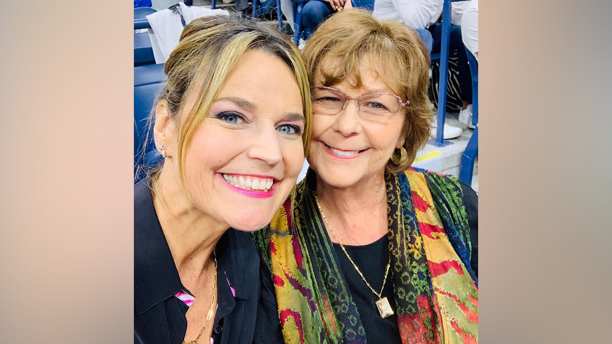 Nancy Guthrie and Savannah Guthrie posing together for a photo.