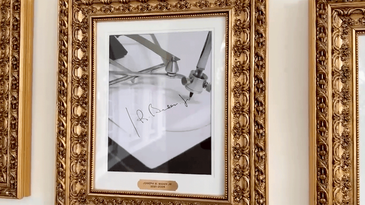 Autopen image framed in place of Joe Biden picture at the White House