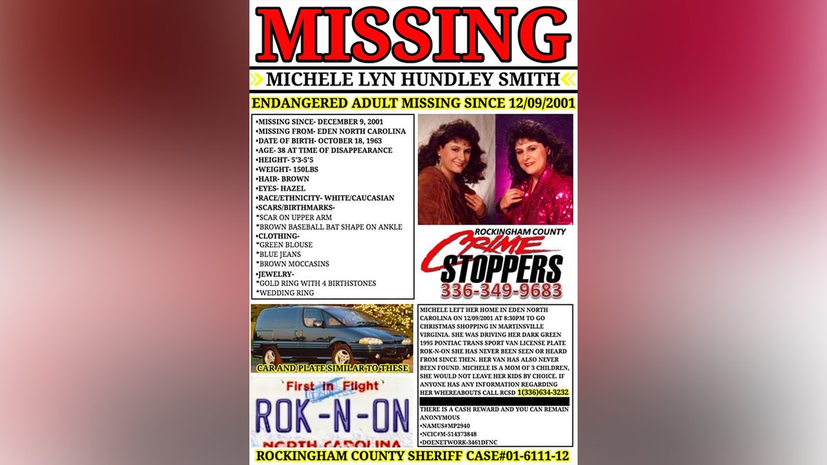A missing persons flyer circulated at the time of Michelle Hundely Smith’s disappearance