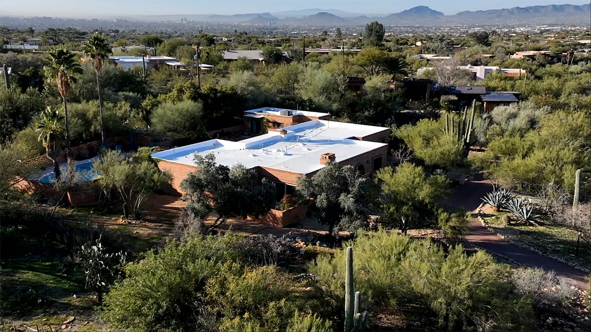 Nancy Guthrie’s house and surrounding property viewed from an aerial perspective.