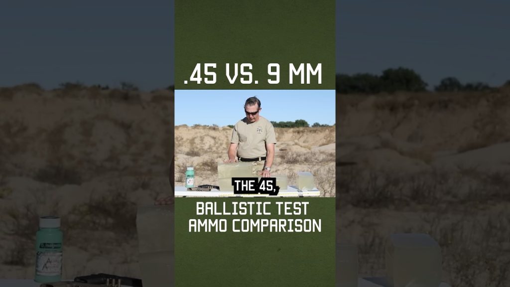 .45 vs. 9mm ballistic test ammo comparison #military #shorts