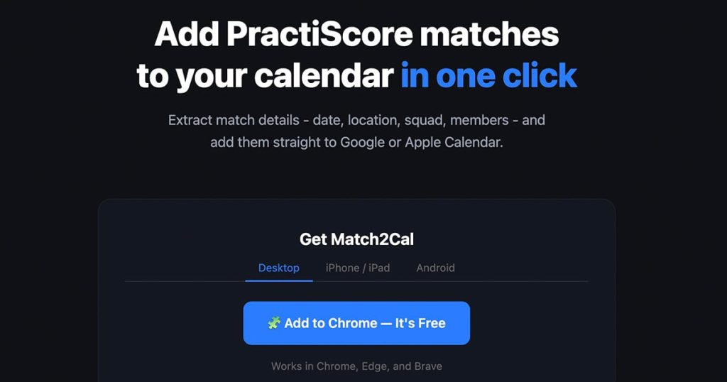 I Got Tired of Manually Adding USPSA Matches to My Calendar, So I Built Match2Cal — and It’s Free