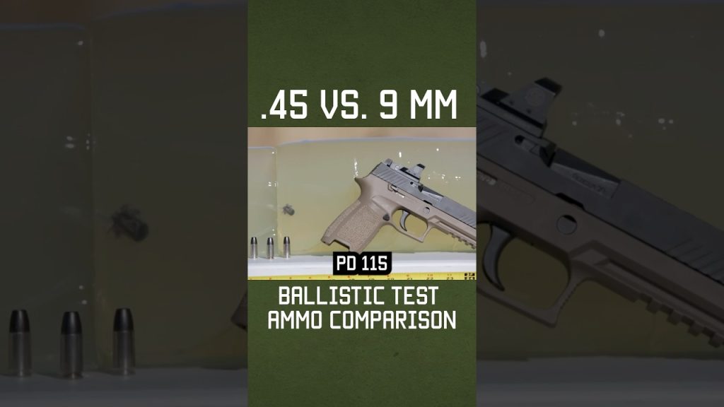 .45 vs. 9 mm Ballistic Test Ammot Comparison #shorts #military