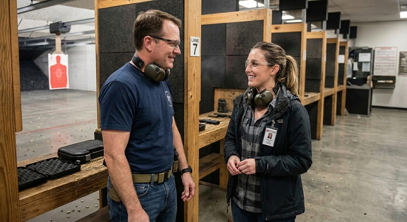 Man and woman at gun range