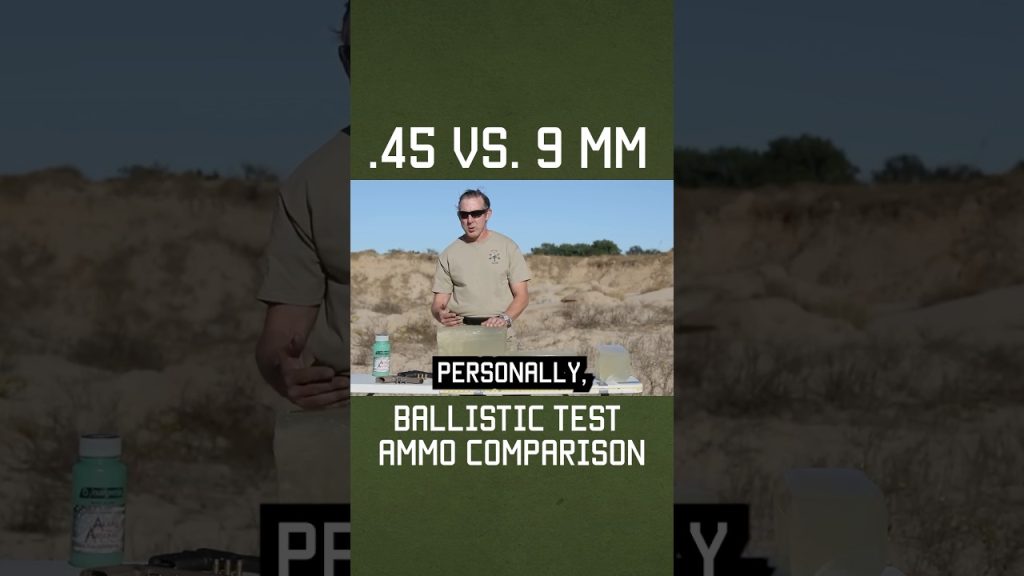 .45 vs. 9 mm Ballistic Test Ammo Comparison #shorts #training #military
