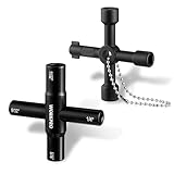 WORKPRO 2PC Water Key Wrench, 40Cr Universal Utility 4 Way Sillcock Key and Multifunctional Heavy-Duty Water Valve Key Tool for Faucet, Spigot, Electric Meter & Cabinet, 1/4', 9/32', 5/16', 11/32'