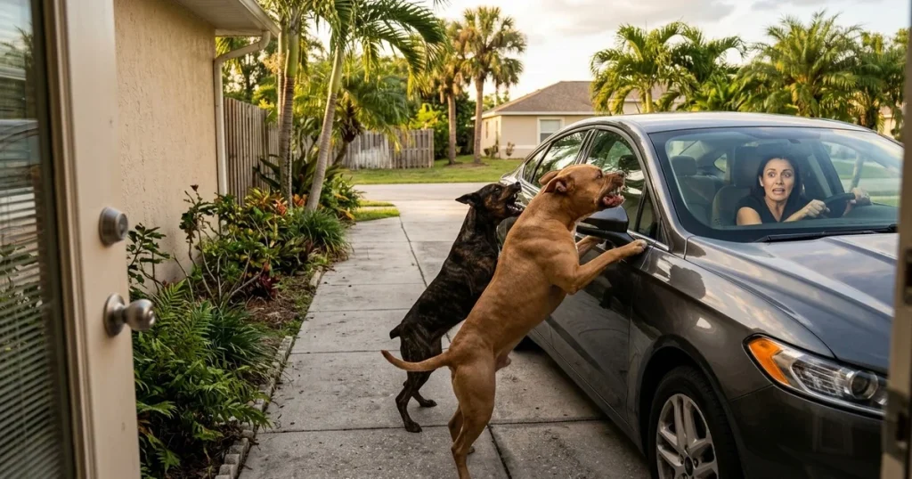 Fort Pierce Man Shoots Charging Dog in His Own Driveway After Two Loose Dogs Trap His Wife in Her Car